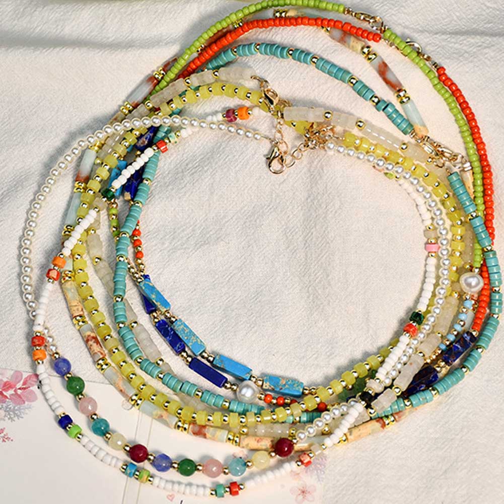 Vòng Cổ Choker Đính Hạt Ngọc Bích Nhiều Màu Phong Cách Bohemian Dành Cho Nữ