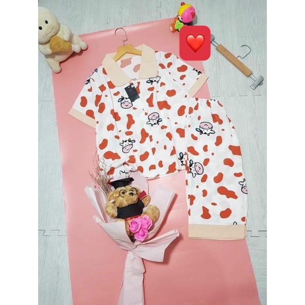 Đồ bộ nữ lửng mặc nhà hoạ tiết bò sữa dễ thương ❤️free ship❤️