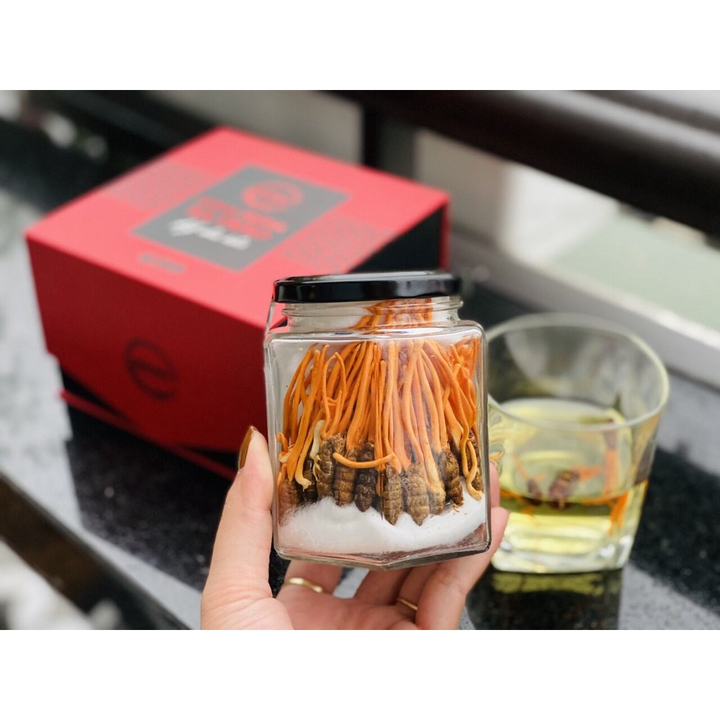 Hộp đông trùng hạ thảo nhộng tằm nguyên con sấy thăng hoa - Loại 30 con