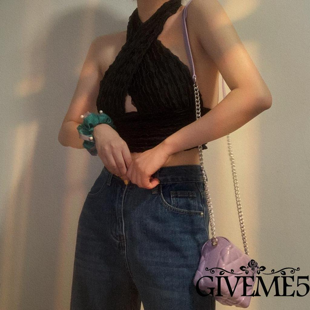 Áo Lửng Hai Dây Cổ Sâu Phong Cách Quyến Rũ Dành Cho Nữ