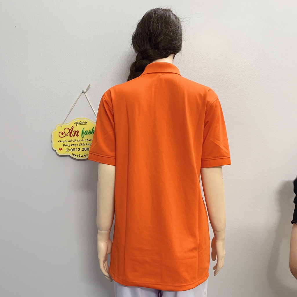 Áo polo màu cam vải poly Thái cao cấp cho nam nữ _ Hình chụp thật