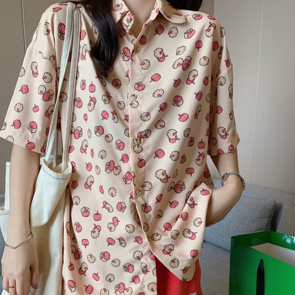 【ZHELIHANGFEI】Áo Sơ Mi Tay Dài Form Rộng Họa Tiết In Theo Phong Cách Nhật Bản Dễ Phối Đồ