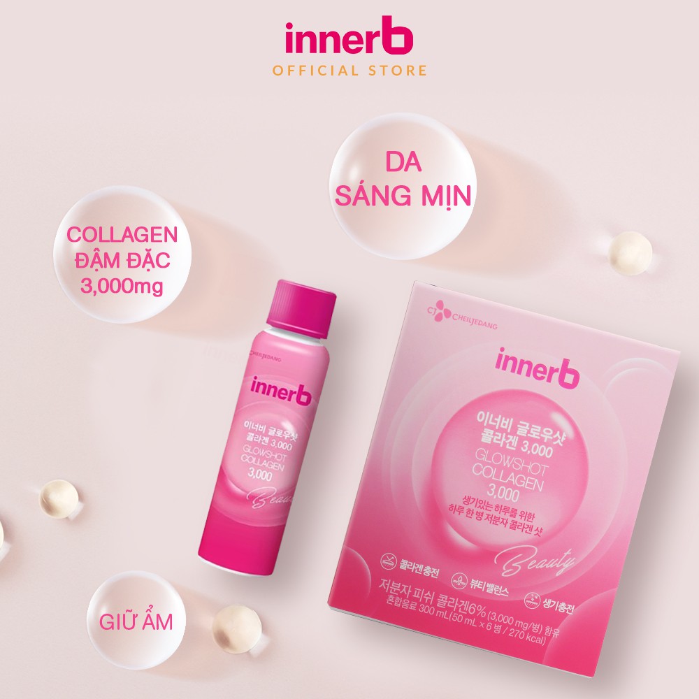 Nước Uống Collagen Làm Đẹp Da InnerB GlowShot Collagen 3000 Hộp 6 Chai x 50ml | BigBuy360 - bigbuy360.vn