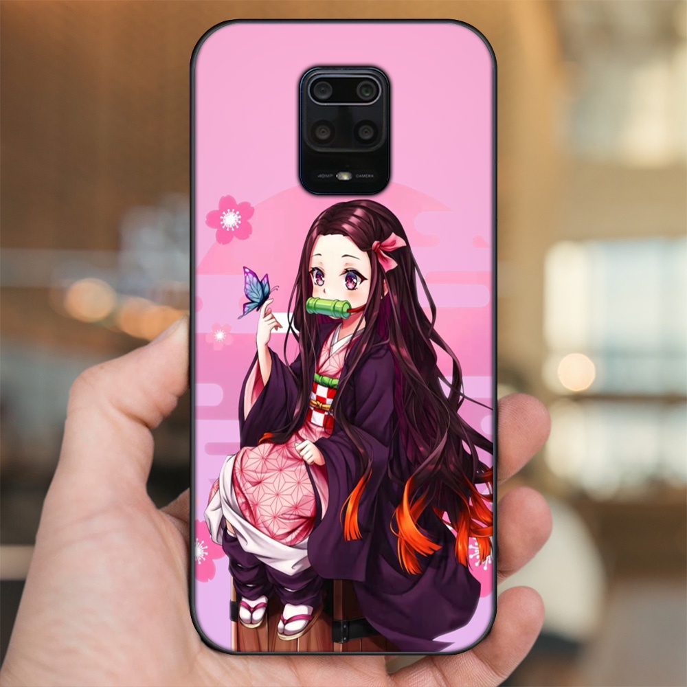 Ốp lưng Xiaomi Redmi Note 9s, Note 9 Pro viền đen in hình Nezuko Kimetsu no Yaiba