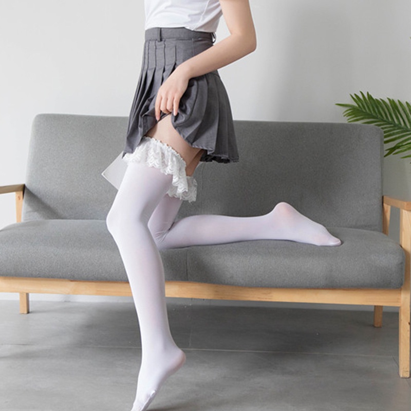 Vớ Dài Qua Gối Phối Ren Nhún Bèo Phong Cách Lolita Nhật Bản Gợi Cảm Cho Nữ