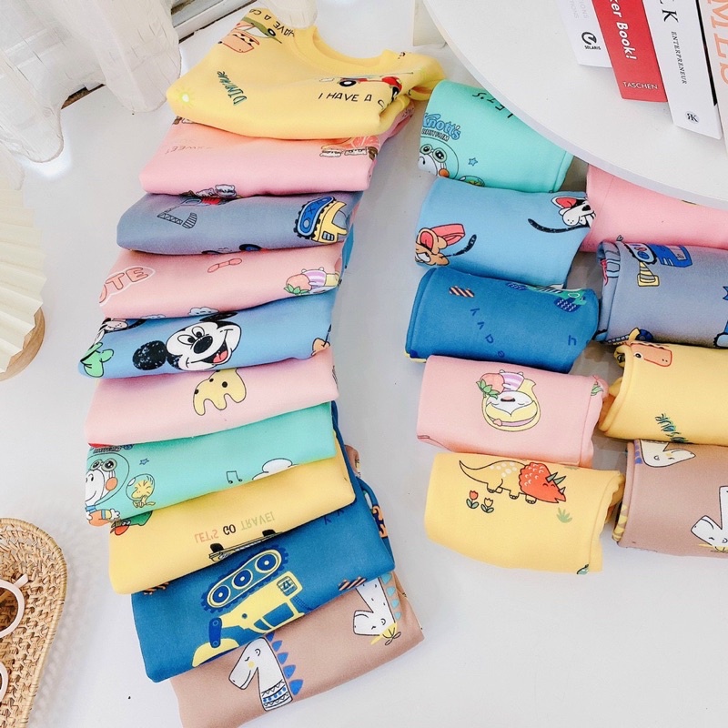 Đồ bộ quần áo dài tay cho bé chất nỉ bông K010