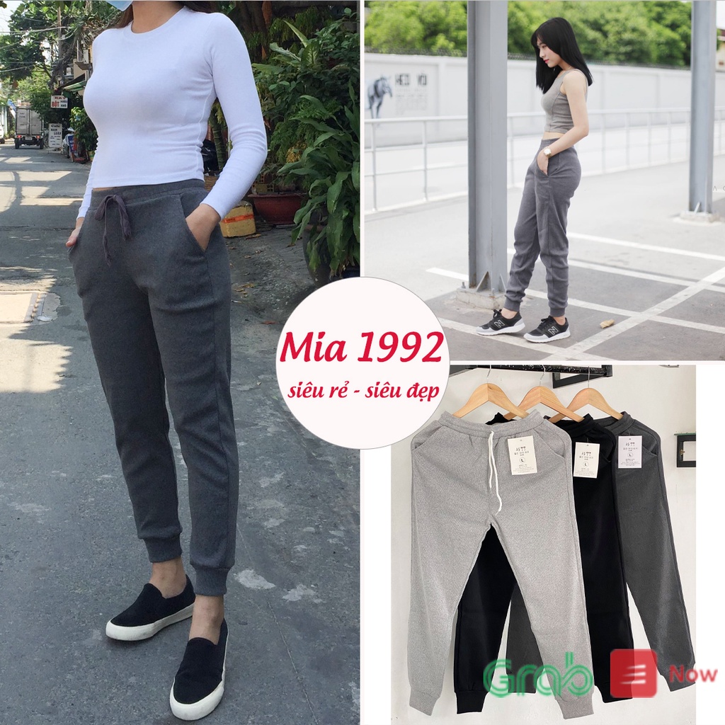 Quần jogger len tăm nữ MIA 1992 - Quần jogger nữ bo gấu thể thao cá tính