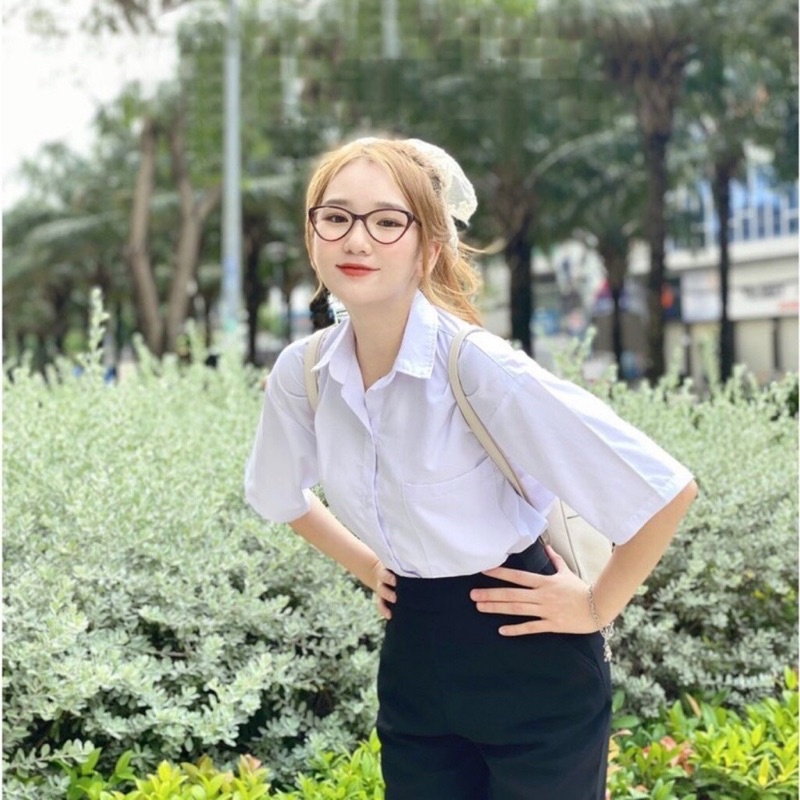 Áo Sơ Mi Nữ Form Rộng Tay Lỡ Kiểu Dáng Basic Dáng Suông Style Đi Học Hàng Loại 1