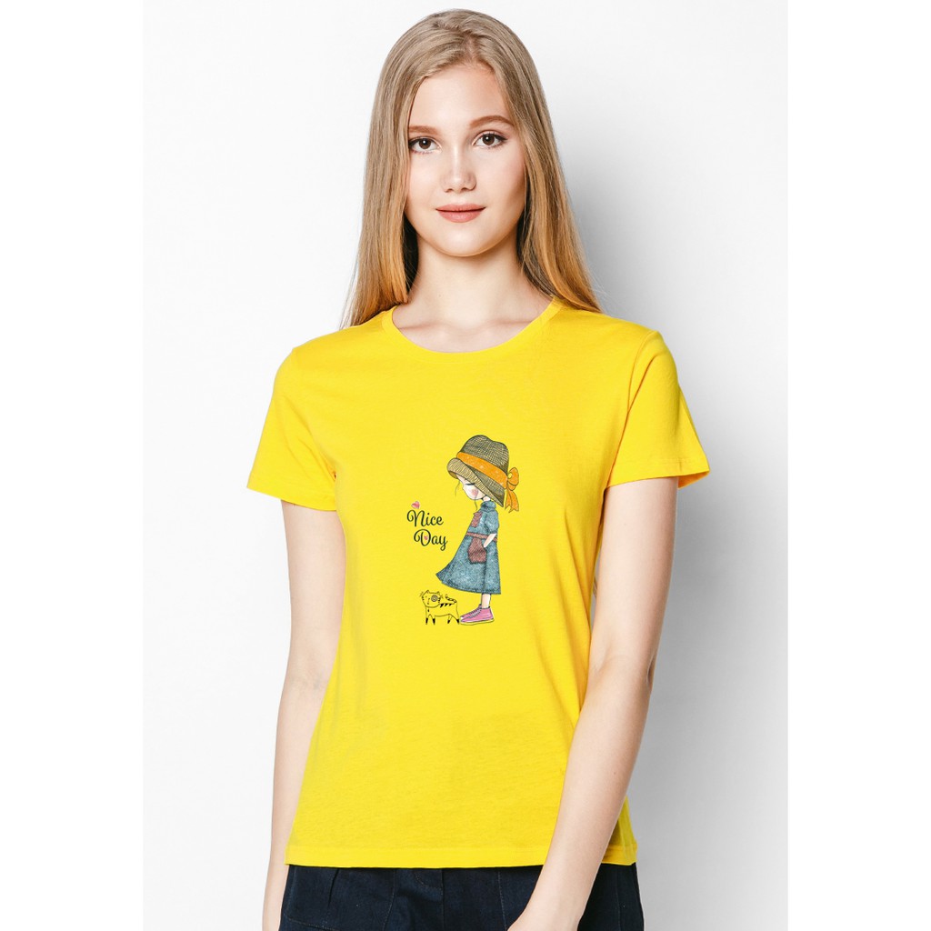 Áo thun nữ tay ngắn in hình cô gái dễ thương ANTK 937 | BigBuy360 - bigbuy360.vn