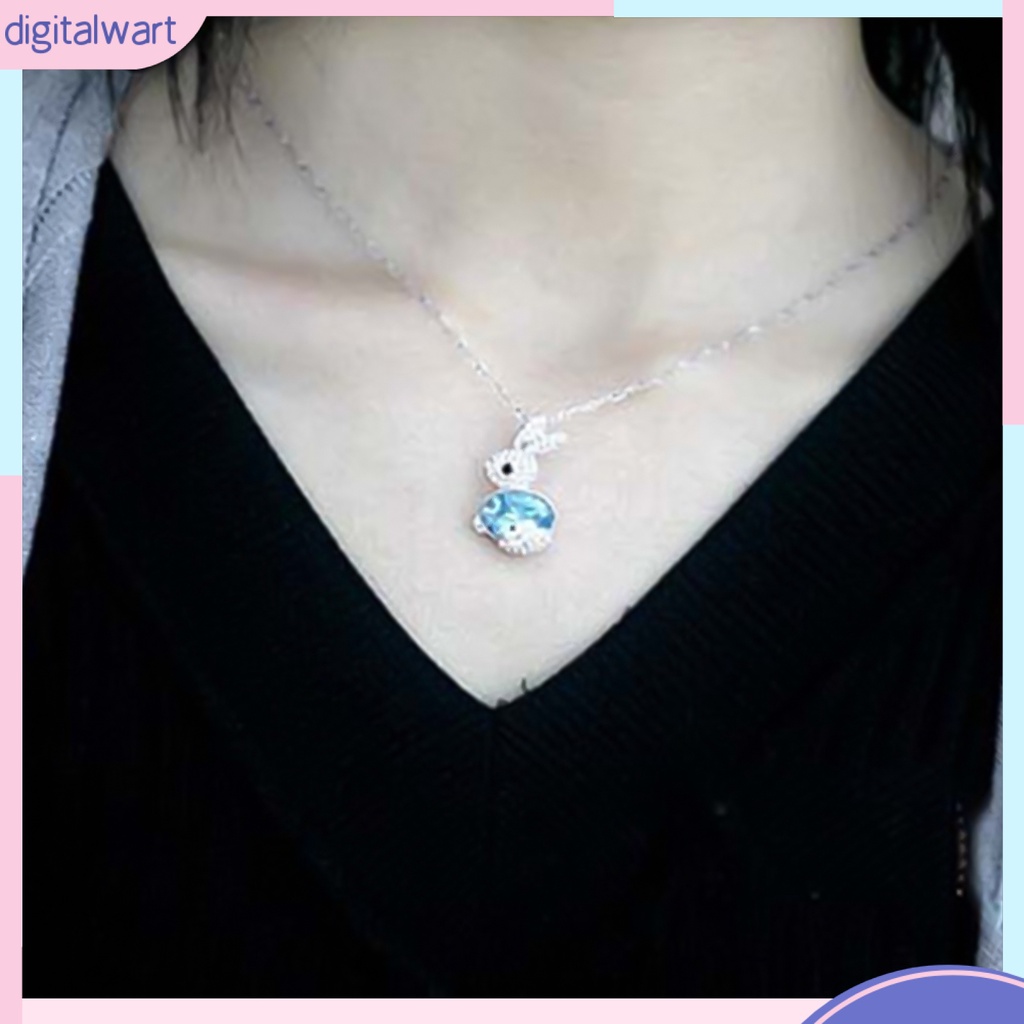 Dây chuyền mặt thỏ đính đá quý nhân tạo lấp lánh sang trọng cá tính dành cho nữ