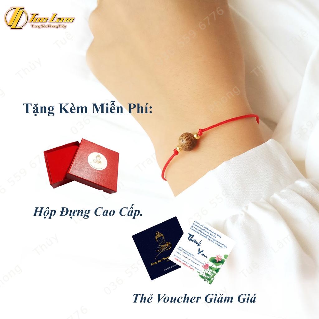 Vòng Tay Chỉ Đỏ Mix Hạt Trầm Hương Bi Vàng may mắn Bình An - DIY Tuệ Lâm
