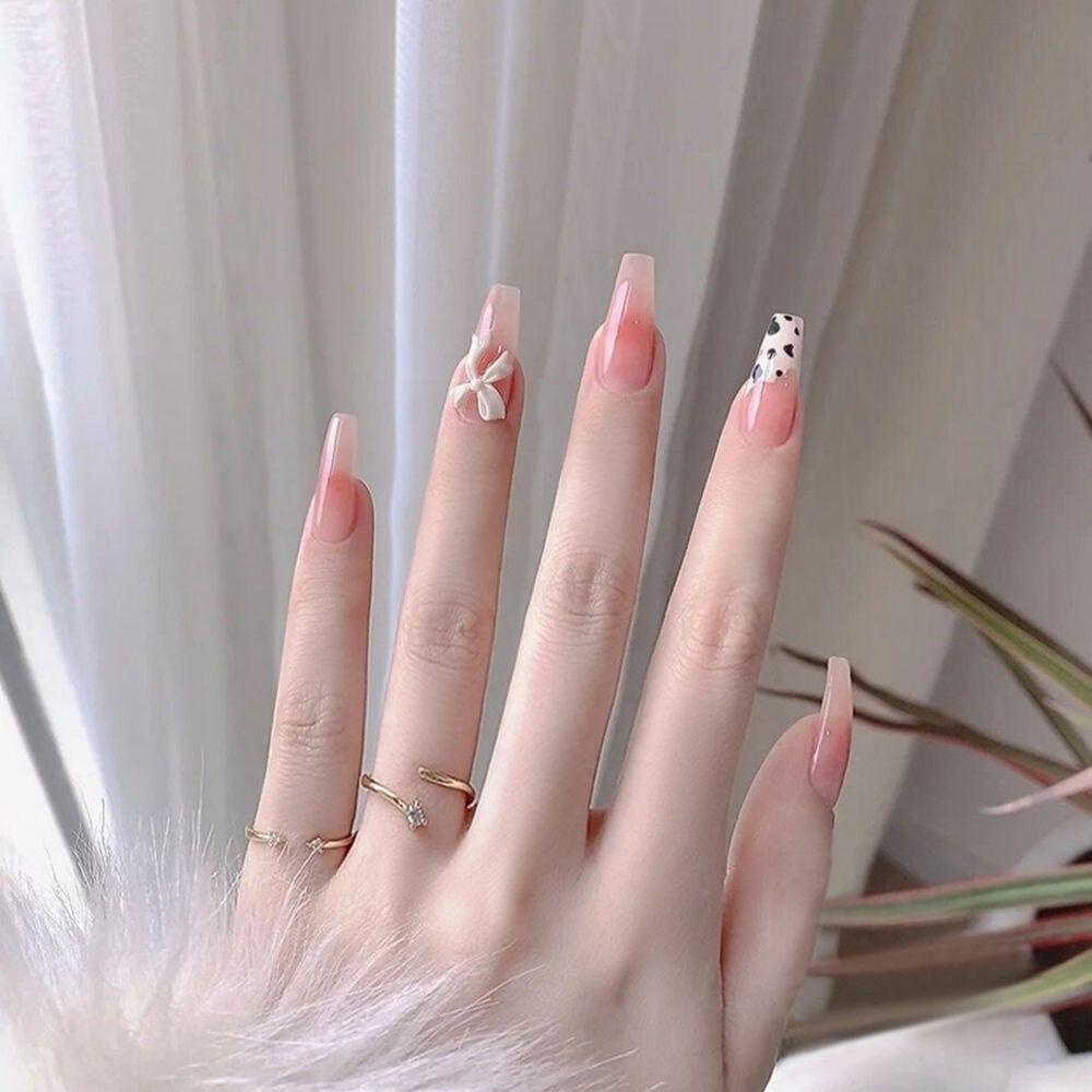 ESPO Bộ 24 Móng Tay Giả Che Phủ Toàn Diện Họa Tiết Trái Tim