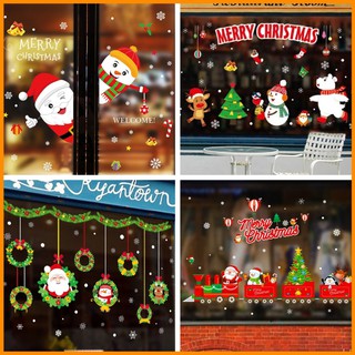 Decal 2 Mặt hình ông già noel trang trí trên cửa kính - Mẫu decal dán kính trang trí noel giá rẻ có keo sẵn