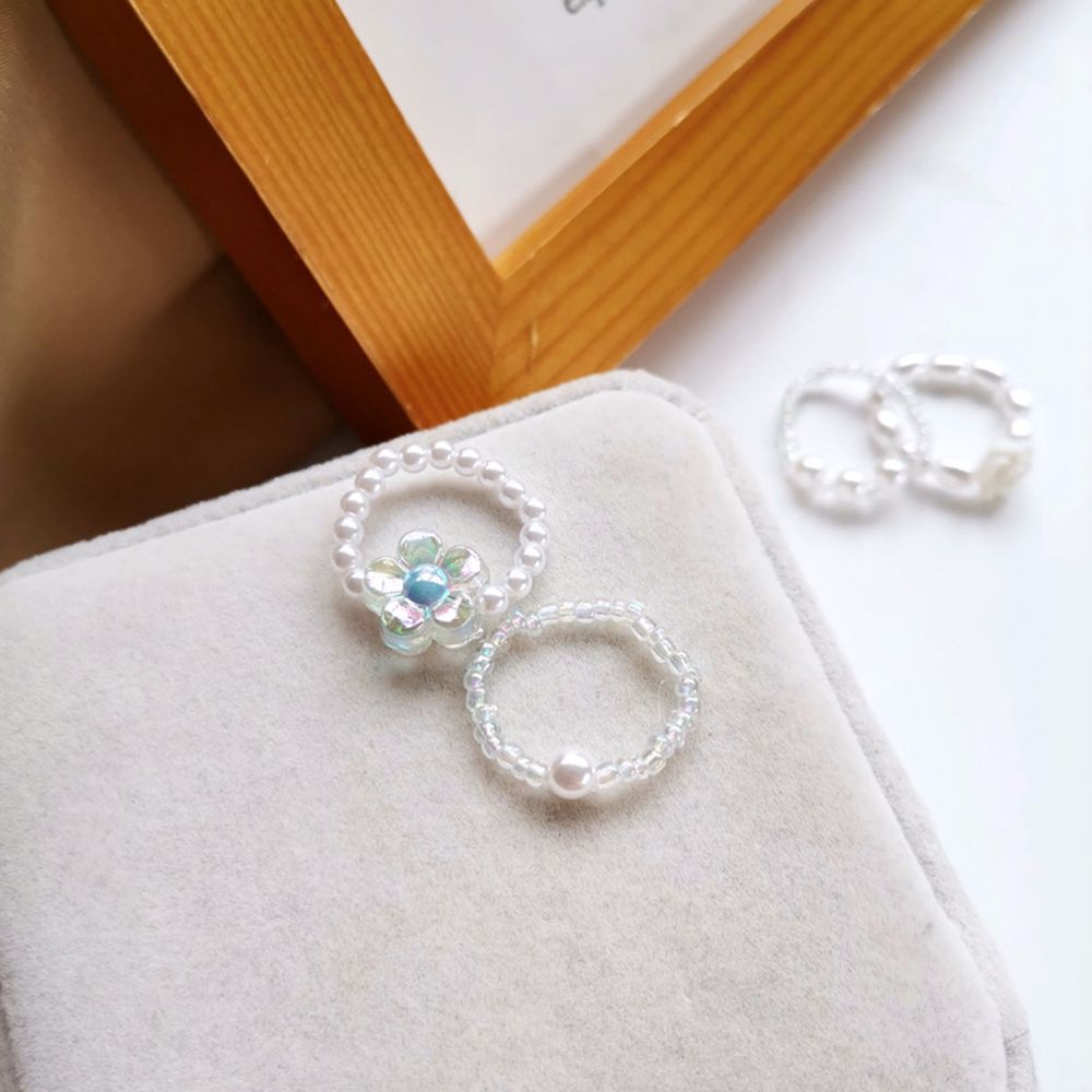 Bộ 2 Nhẫn Đeo Ngón Tay Co Giãn Đính Ngọc Trai Thời Trang Cho Nữ