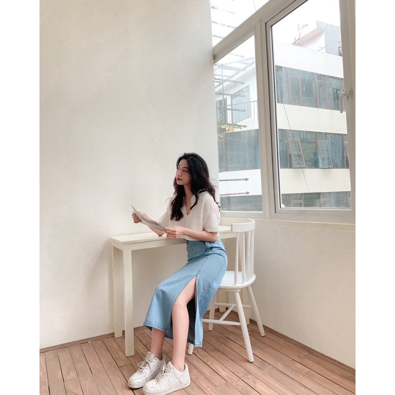 Chân váy jeans dáng dài khoá lệch CV199 SUSTORE | BigBuy360 - bigbuy360.vn