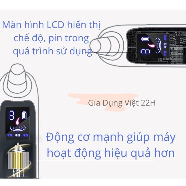 [Mẫu Cao Cấp] Máy Hút Mụn Cám, Đầu Đen Cầm Tay Mini Hanna120 Cao Cấp Màn Hình LED 3 Chế Độ 6 Đầu Hút