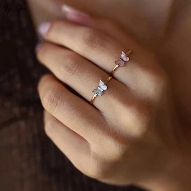 Nhẫn AY thời trang hợp kim mặt hình bướm xinh xắn cho nữ