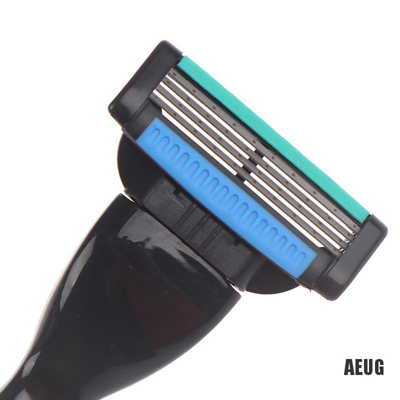 [AIU]  1 Shaver Handle+2 4-Layer Blades Men Safety Hand Beard Razor Blade Shaving