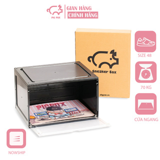 Hộp đựng giày nam châm PIGPOX cửa ngang size lớn đựng được size 48 kèm lót hộp cao su