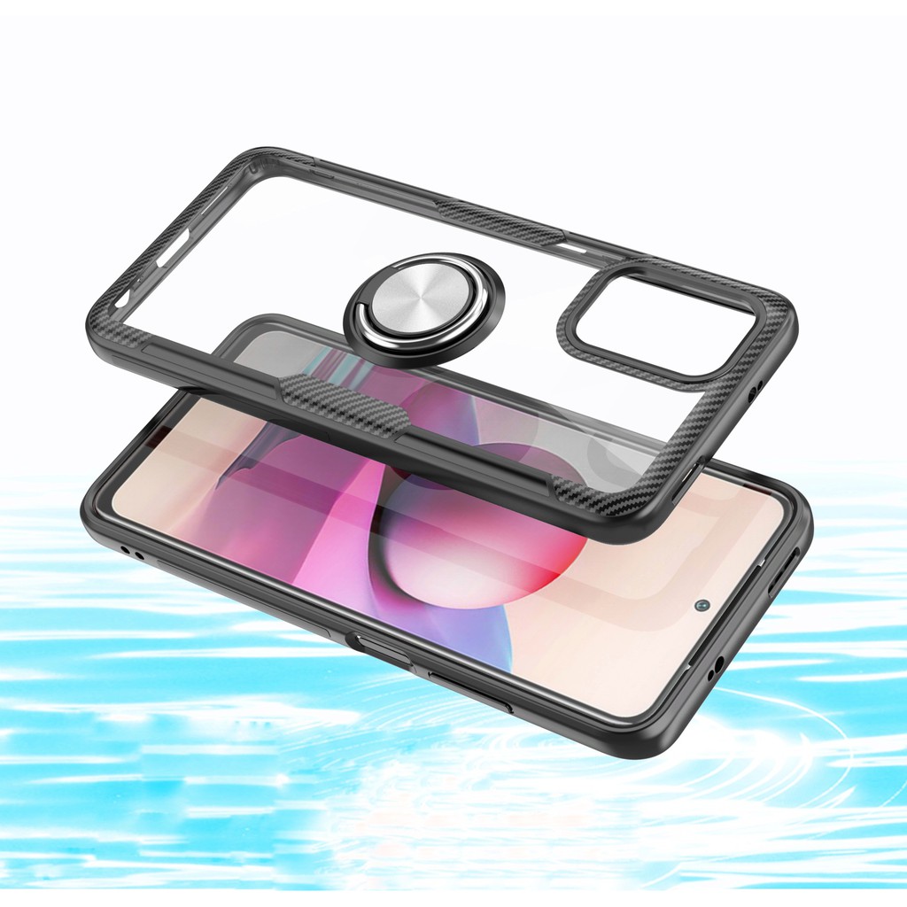 Ốp lưng Redmi Note 10 / Note 10s chống sốc giá đỡ nhẫn Iring lưng trong viền màu cao cấp