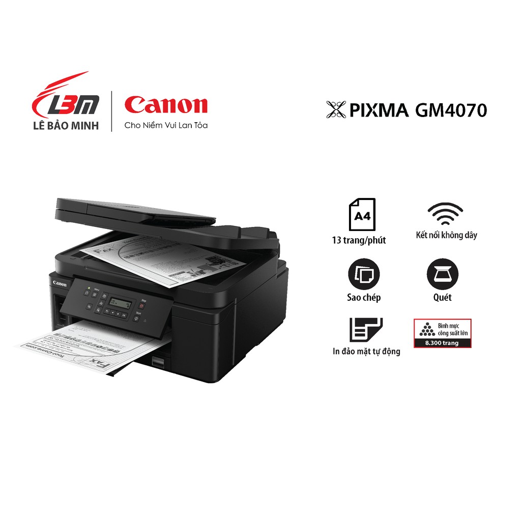 [Mã ELCL12 giảm 9% đơn 300K] Máy in phun đa năng có tiếp mực liên tục Canon GM4070