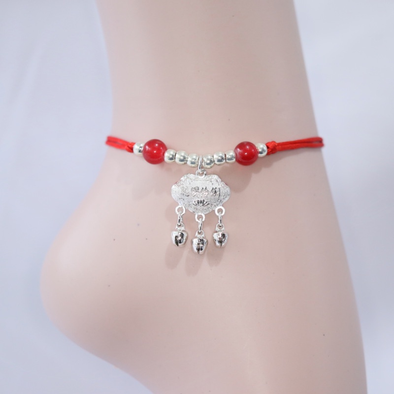 Lắc Chân Bện Dây Màu Đỏ Đơn Giản Dễ Thương Phong Cách Hàn Quốc