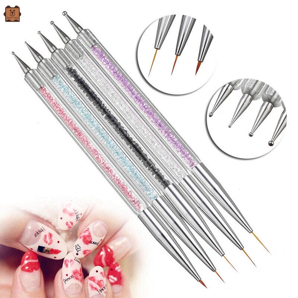 Set 5 bút vẽ họa tiết chấm lên móng nghệ thuật UV 2 đầu tiện lợi