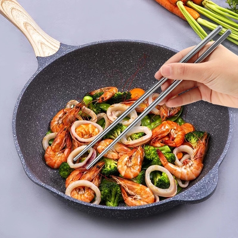 1 Đôi Đũa Thép Không Gỉ Chống Trượt Sử Dụng Nhiều Lần