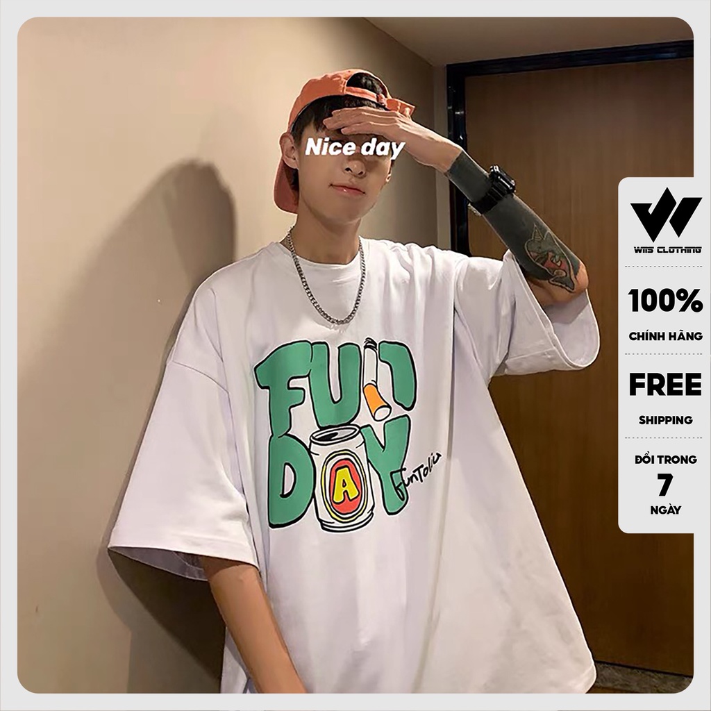 Áo thun tay lỡ unisex form rộng WIIS FunDay phông rộng nam nữ phong cách oversize ulzzang