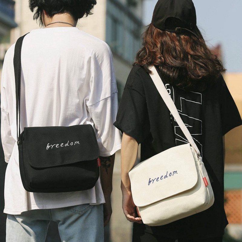 Túi xách đeo chéo bằng vải canvas phong cách Hàn Quốc ulzzang cá tính cho nam