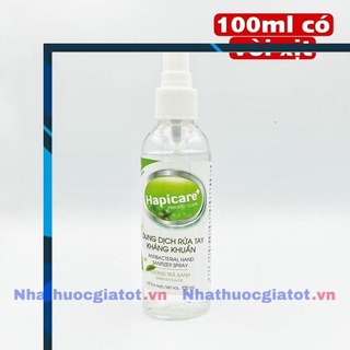 Dung dịch rửa tay sát khuẩn hapicare chai 100ml dạng xịt