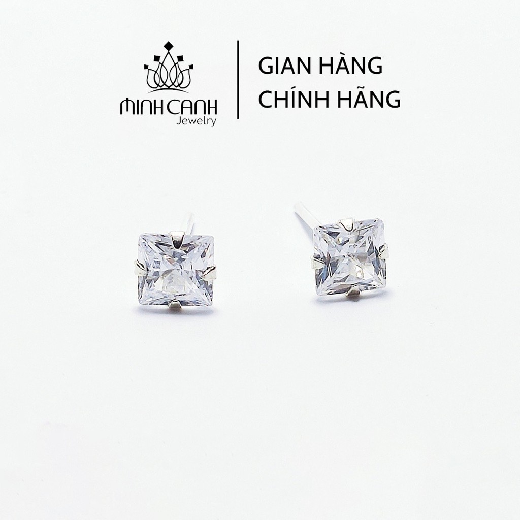 Khuyên Tai Bạc Ta Nụ Đá Vuông - Minh Canh Jewelry