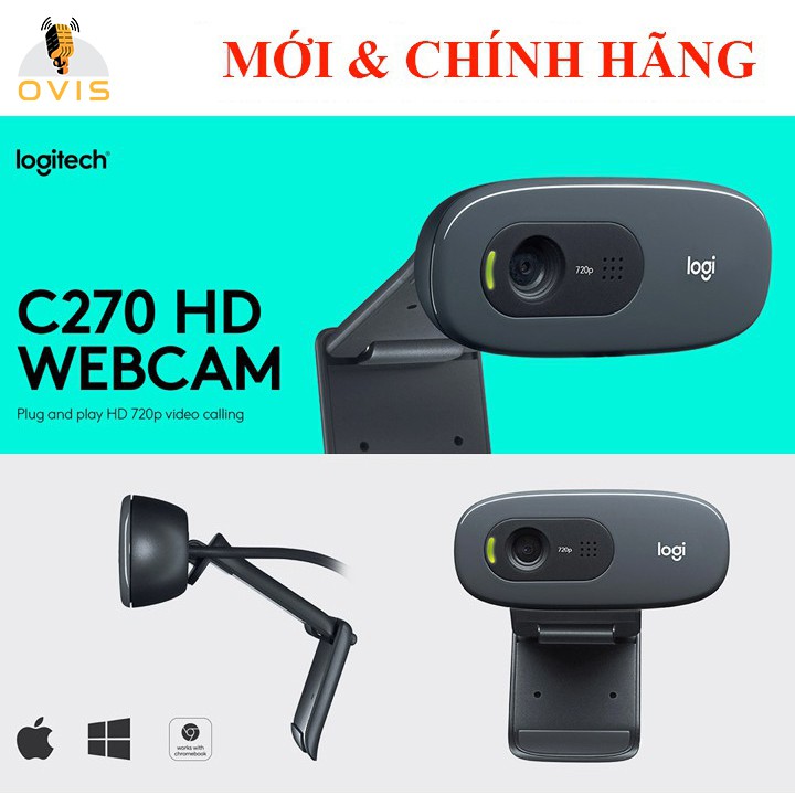 [BH 24 THÁNG] Webcam Máy Tính Logitech C270 Video Trực Tuyến 720P, Tích Hợp Chống Ồn