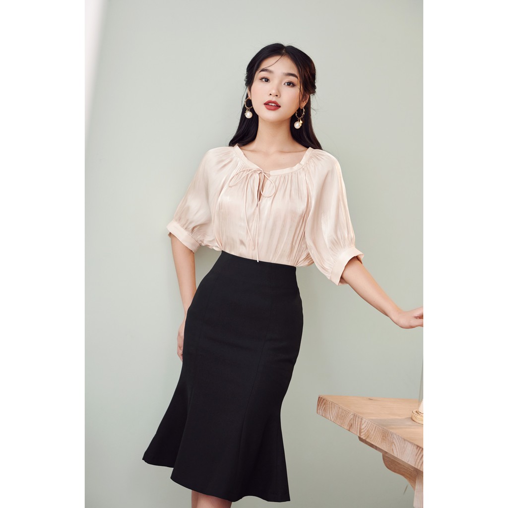 KOKA Sơ mi tay bom nơ bé AC0040