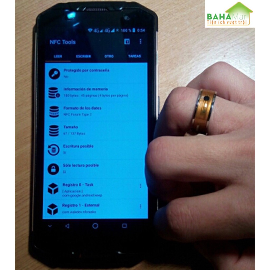 NHẪN THÔNG MINH CÀI CHÍP NFC LIÊN KẾT CÙNG ĐIỆN THOẠI THÔNG MINH "BAHAMAR" có thể đeo nhẫn thay thế điều khiển truy cập.