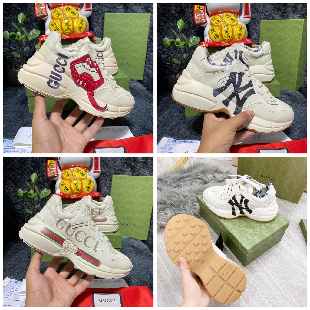 giày gucci rython hộp xanh sc, giày sneaker gucci đế cao nam nữ 3 mẫu hot nhất