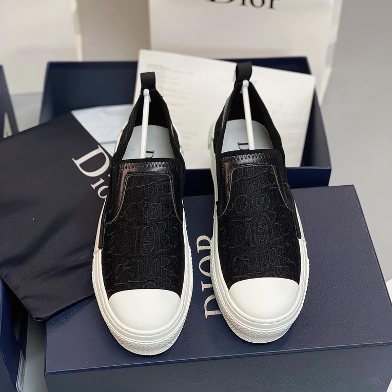 👟HIGH FASHION👟 Giày slipon siêu cấp vân logo thêu nổi họa tiết phối viền da MLN HV size 38-43
