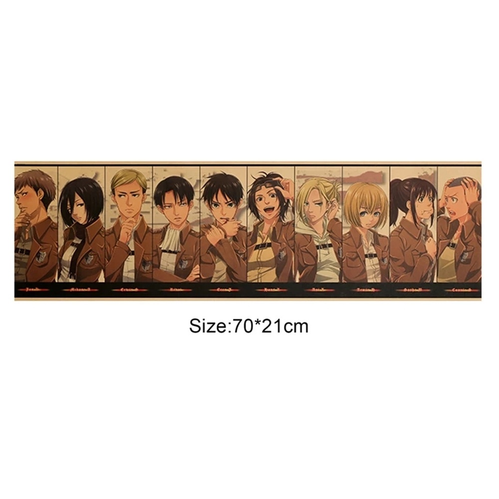 Tấm Áp Phích Treo Tường In Hình Nhân Vật Anime Attack On Titan Kích Thước 70x21cm