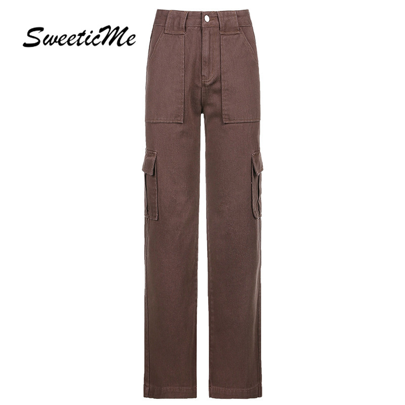 Quần Jean Ống Rộng Trơn Màu Phối Túi Xinh Xắn Dành Cho Nữ 2021 | BigBuy360 - bigbuy360.vn