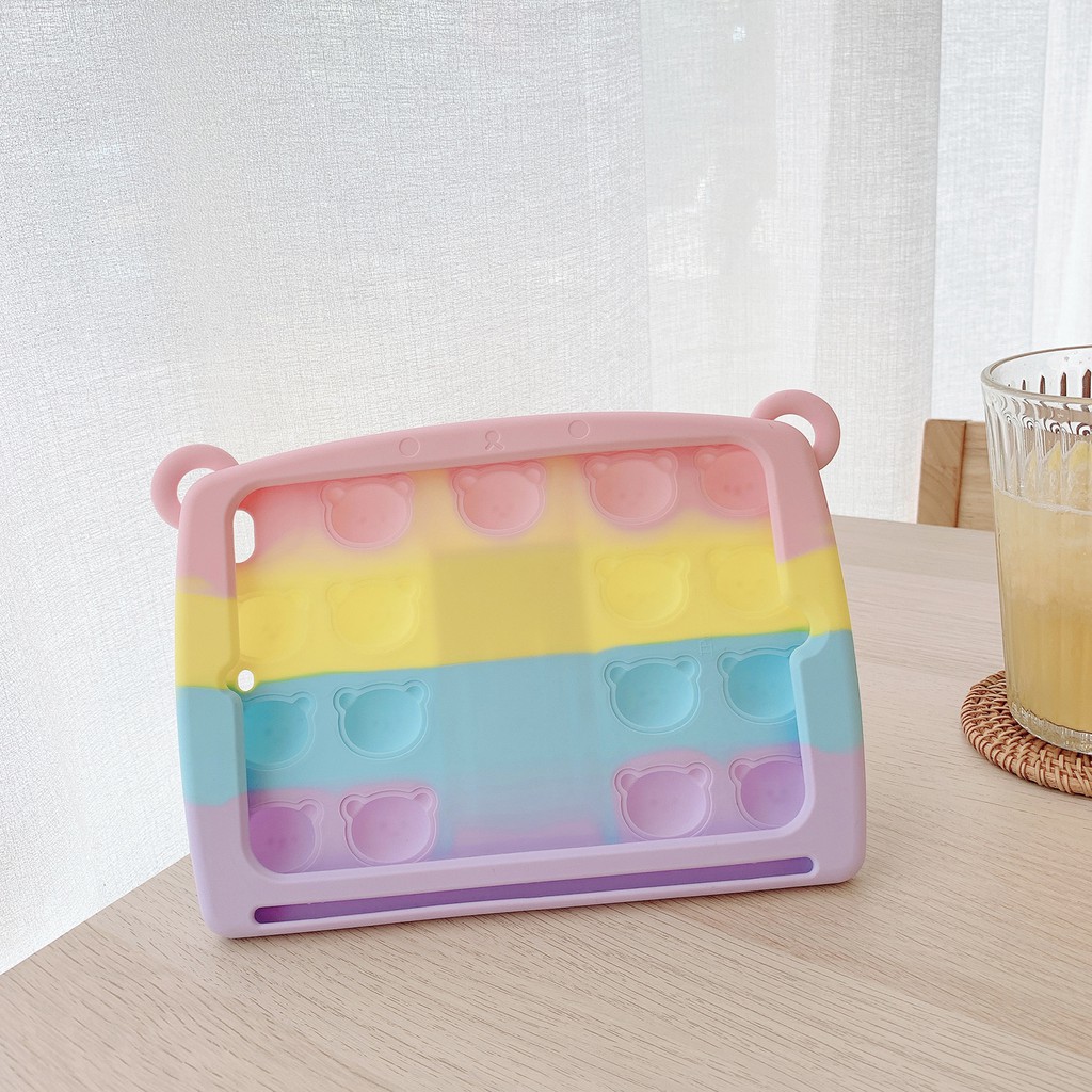 Ốp Máy Tính Bảng Silicon Mềm Hình Gấu Và Cầu Vồng Cho ipad234 2019pro/2020/2018/2017/mini12345/air12