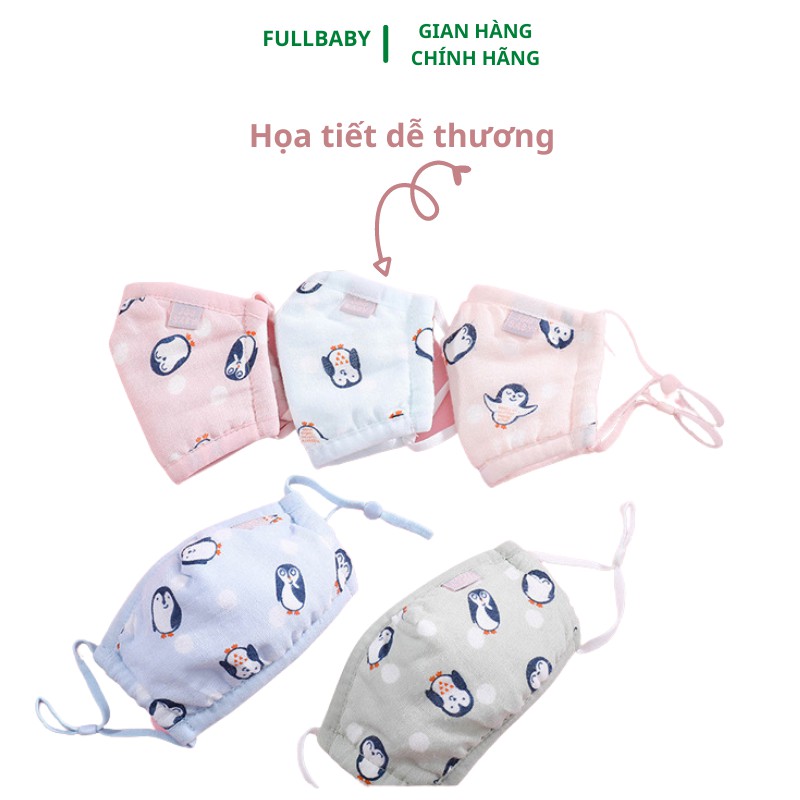 Khẩu trang vải cho bé kháng khuẩn, chống bụi 4 lớp, có nút điều chỉnh độ dài , túi zip xịn xuất Nhật từ 0-6 tuổi