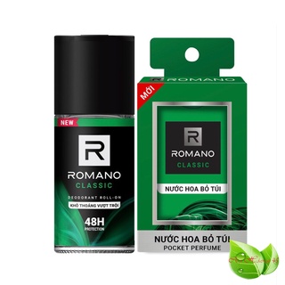 Romano: Combo Nước hoa bỏ túi Classic 18ml Và lăn khử mùi 50ml Classic