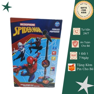 Đồ Chơi trẻ em Microphone Spider Man Người Nhện phát nhạc phát sang phát thanh .