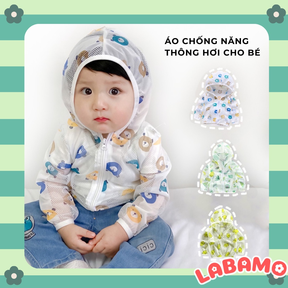 Áo chống nắng cho bé thông hơi có mũ chống tia uv cao cấp LABAMO