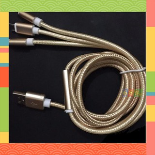 Cáp sạc 3 đầu bọc dù dài 1,2m