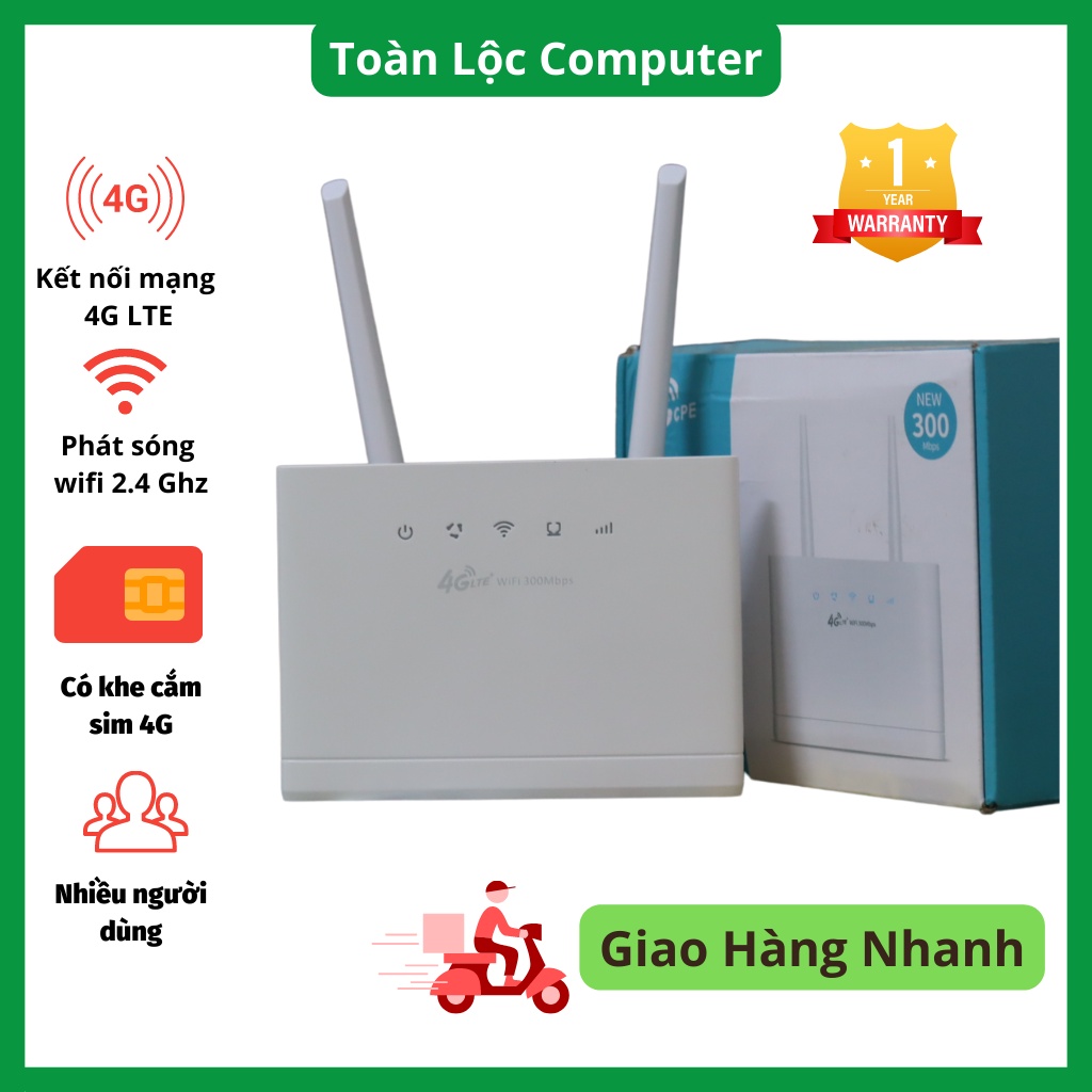 Cục phát wifi từ sim 4G LTE không dây di động có cổng lan 300Mbps