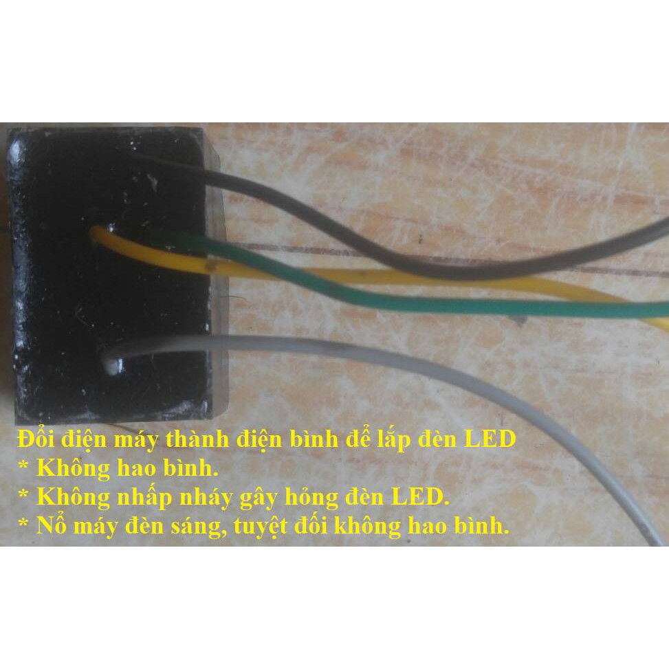 Cục chuyển đổi điện máy thành điện bình để lắp đèn LED 12v để không nháy, không hao acquy