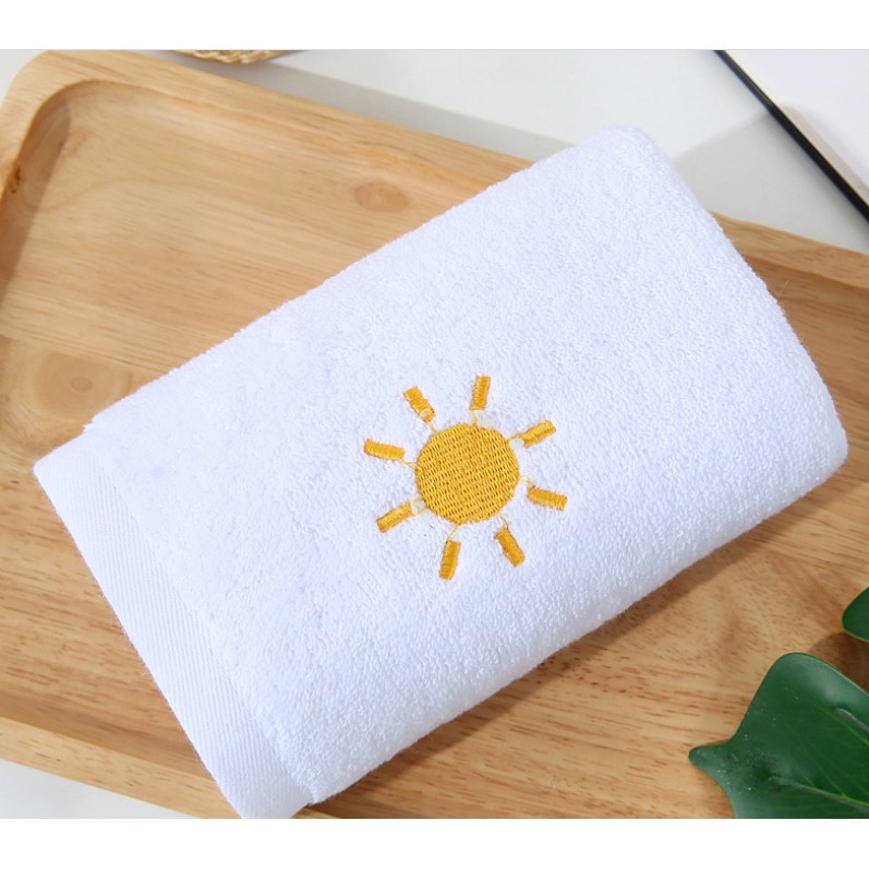 Khăn tắm cotton thêu hình thời tiết siêu mềm mịn 70x140 - Thích hợp cho cả trẻ nhỏ và người lớn