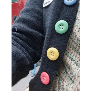 Hàng sẵn_ Áo khoác cardigan mỏng áo len mềm màu xanh sữa thu đông phong cách retro Hàn quốc