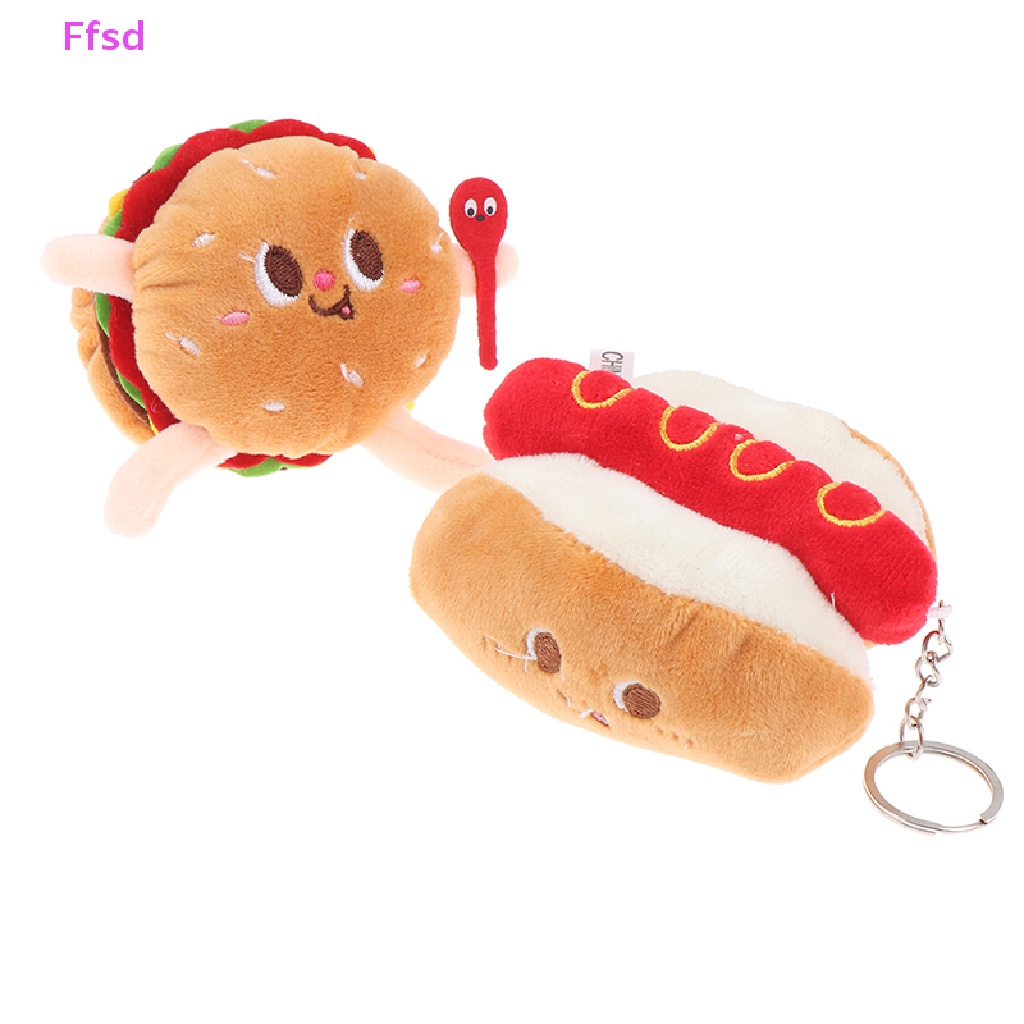 1 Móc Khóa Đồ Chơi Nhồi Bông Hình Hamburger Hot Dog